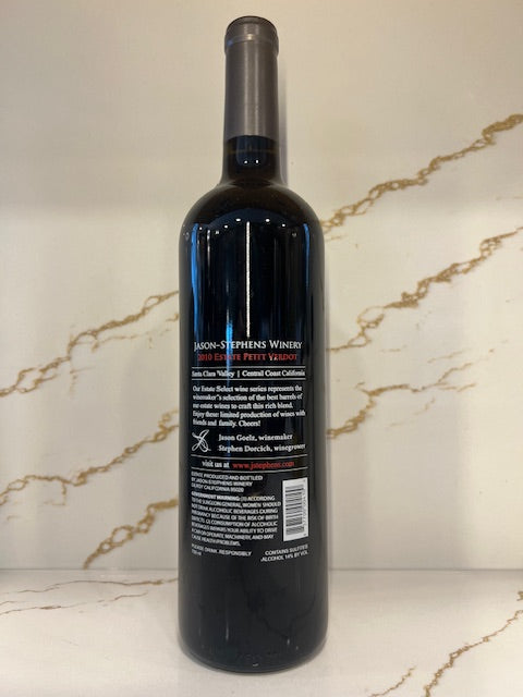 2010 Estate Petit Verdot Santa Clara Valley Jason Stephen’s Winery 85 points