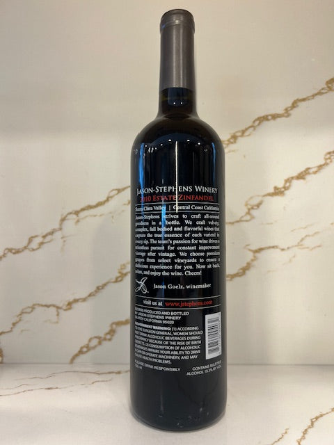 2010 Estate Zinfandel Santa Clara Valley Jason Stephens Winery 89 points