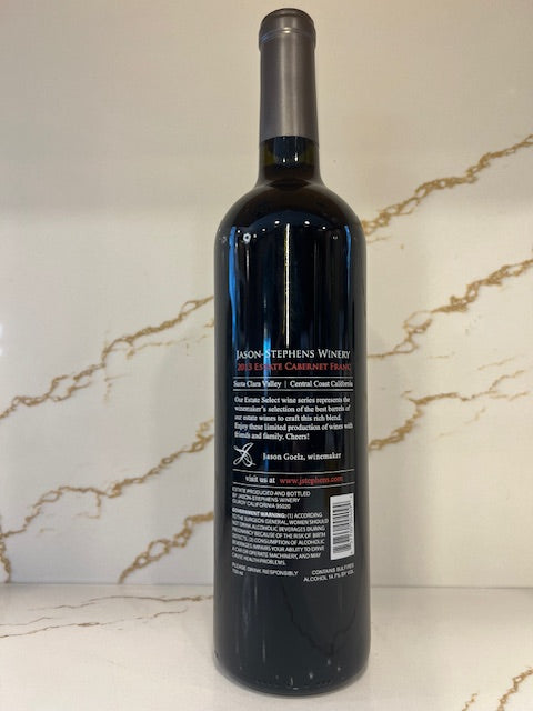 2013 Estate Cabernet Franc Santa Clara Valley Jason Stephens Winery. 88 points