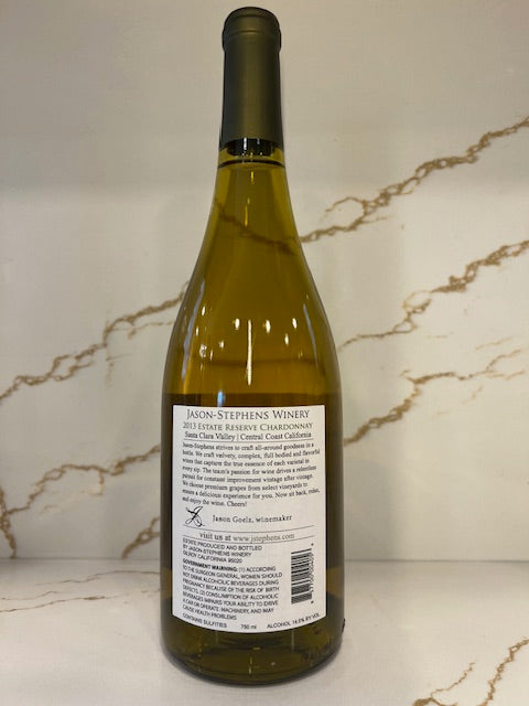 2013 Estate Reserve Chardonnay Santa Clara Valley Jason Stephens Winery 85 Points