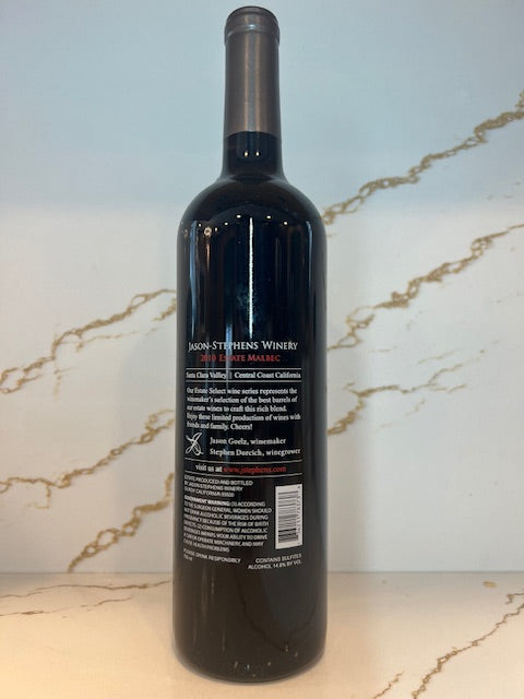 2010 Estate Malbec Santa Clara Valley Jason Stephens Winery 87 points