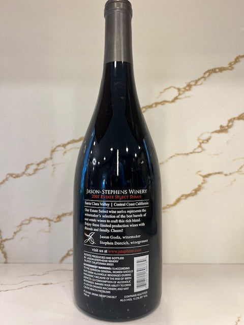 2007 Estate Select Syrah Santa Clara Valley Jason Stephens Winery