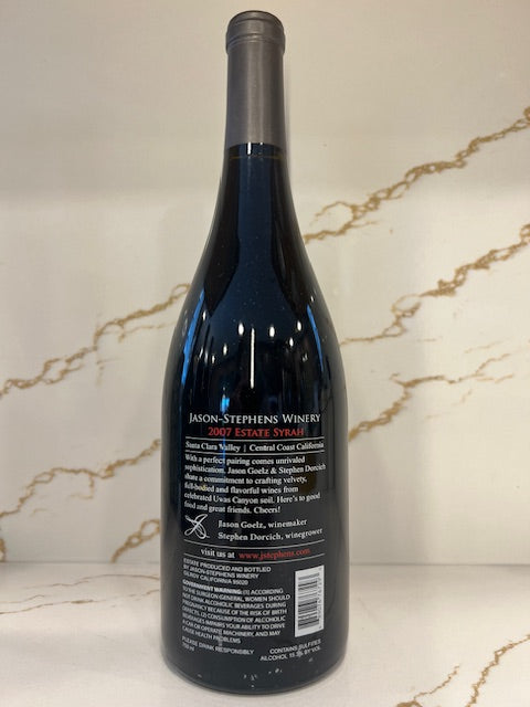 2007 Estate Syrah Santa Clara Valley Jason Stephens Winery 87 points